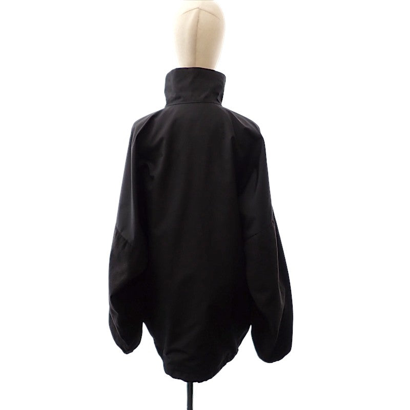 バレンシアガ BALENCIAGA ロゴプリント デニム切替 ポプリンシャツブルゾン 36 529213 TB003 1000 ナイロンジャケット コットン ナイロン ブラック メンズ【中古】【Bランク】