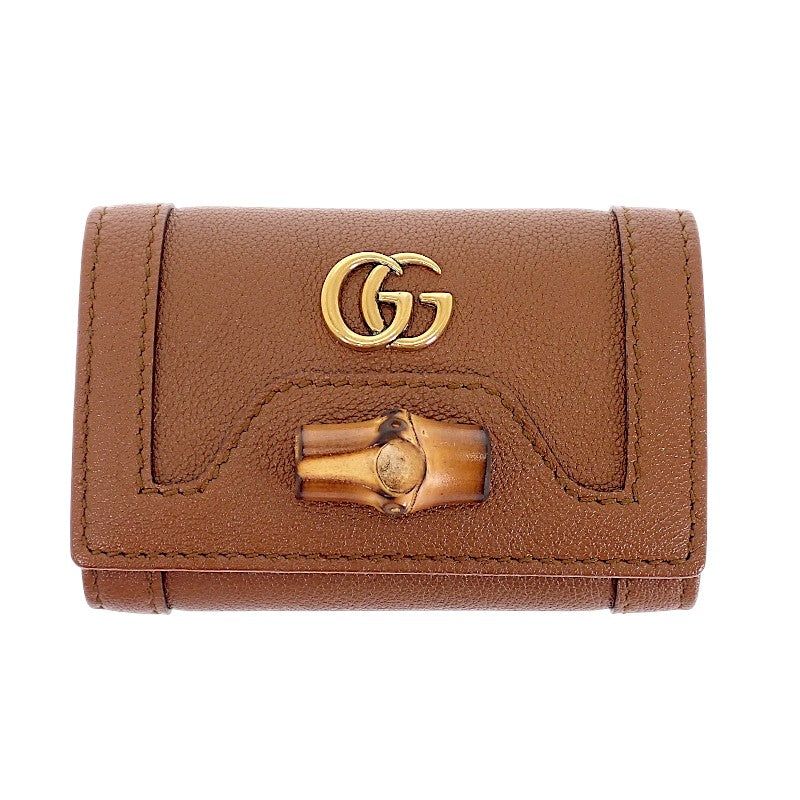 グッチ GUCCI バンブーダイアナ 658636_17Q0T_2535 キーケース レザー ブラウン ゴールド金具 メンズ レディース【中古】【Aランク】