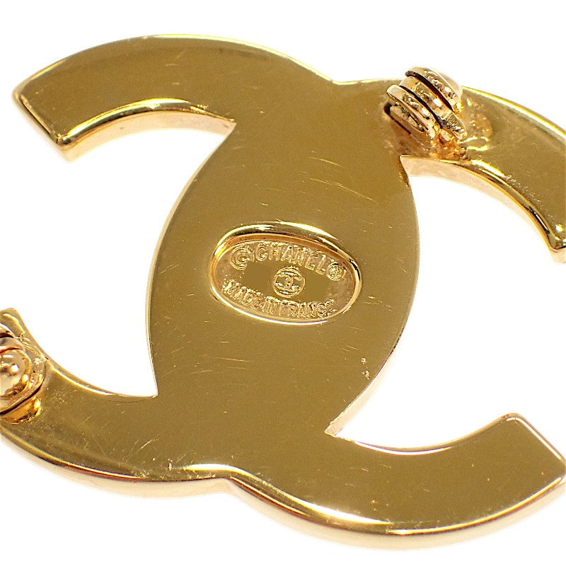 シャネル CHANEL CCターンロック ブローチ GP ラインストーン ゴールド