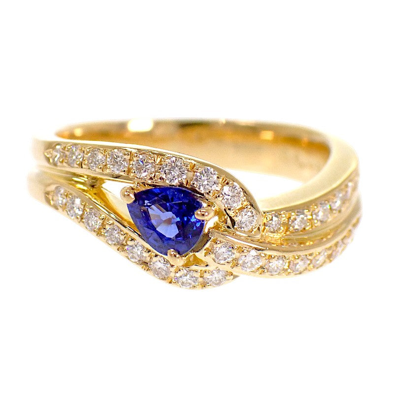 ミラショーン mila schon ウェーブ 17号 リング K18イエローゴールド サファイヤ ダイヤモンド レディース【中古】【Aランク】