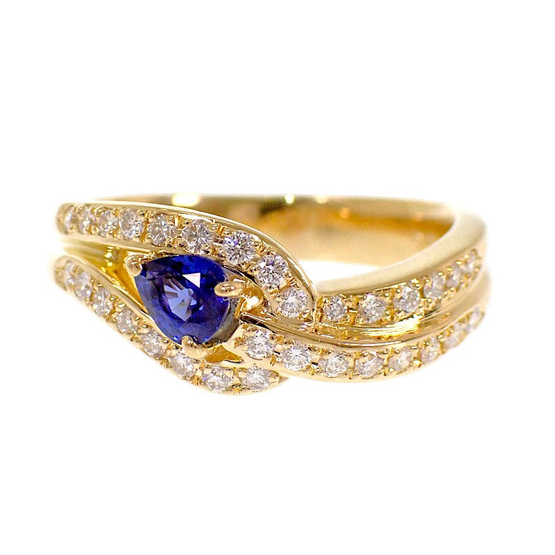 ミラショーン mila schon ウェーブ 17号 リング K18イエローゴールド サファイヤ ダイヤモンド レディース【中古】【Aランク】