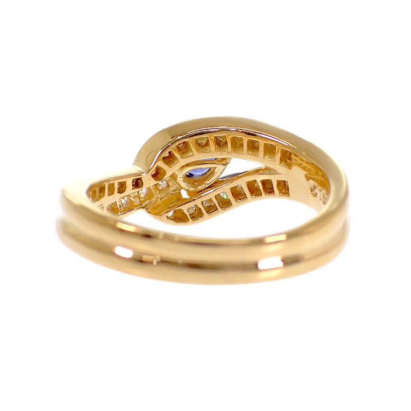 ミラショーン mila schon ウェーブ 17号 リング K18イエローゴールド サファイヤ ダイヤモンド レディース【中古】【Aランク】