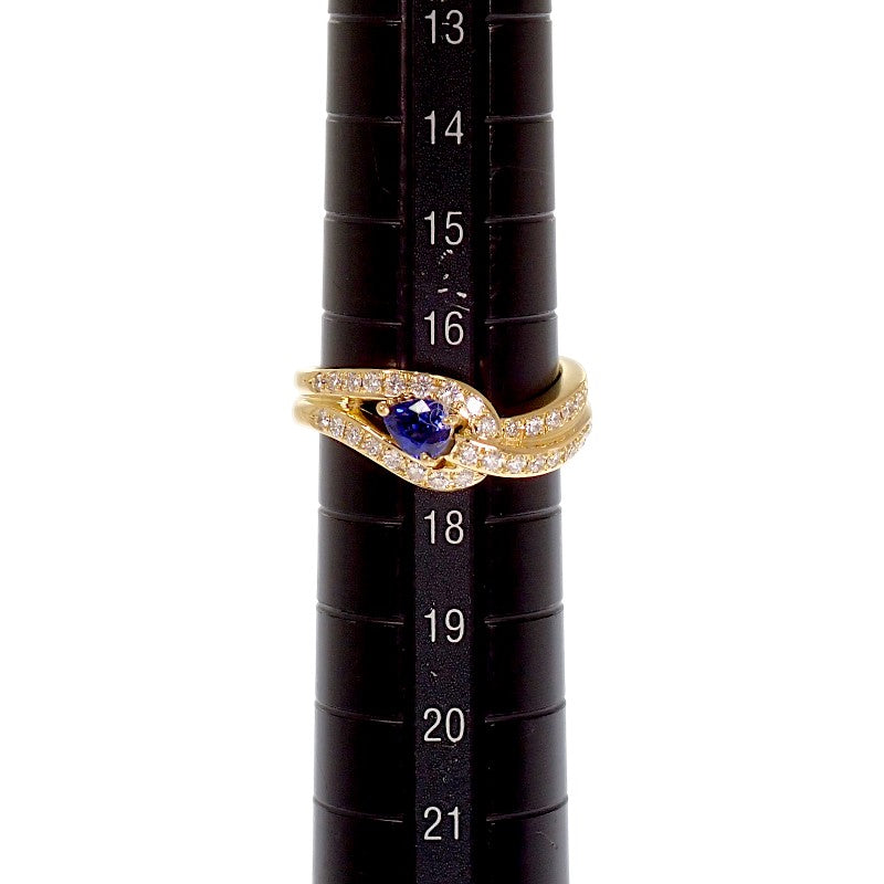 ミラショーン mila schon ウェーブ 17号 リング K18イエローゴールド サファイヤ ダイヤモンド レディース【中古】【Aランク】