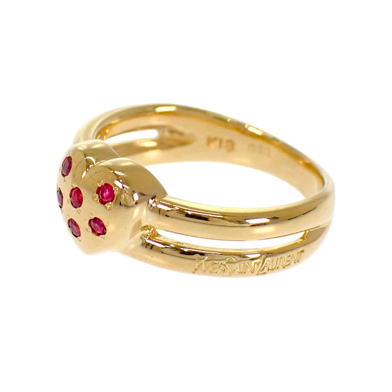 イヴ・サンローラン YVES SAINT LAURENT ハート 12号 リング K18イエローゴールド ルビー レディース【中古】【Aランク】