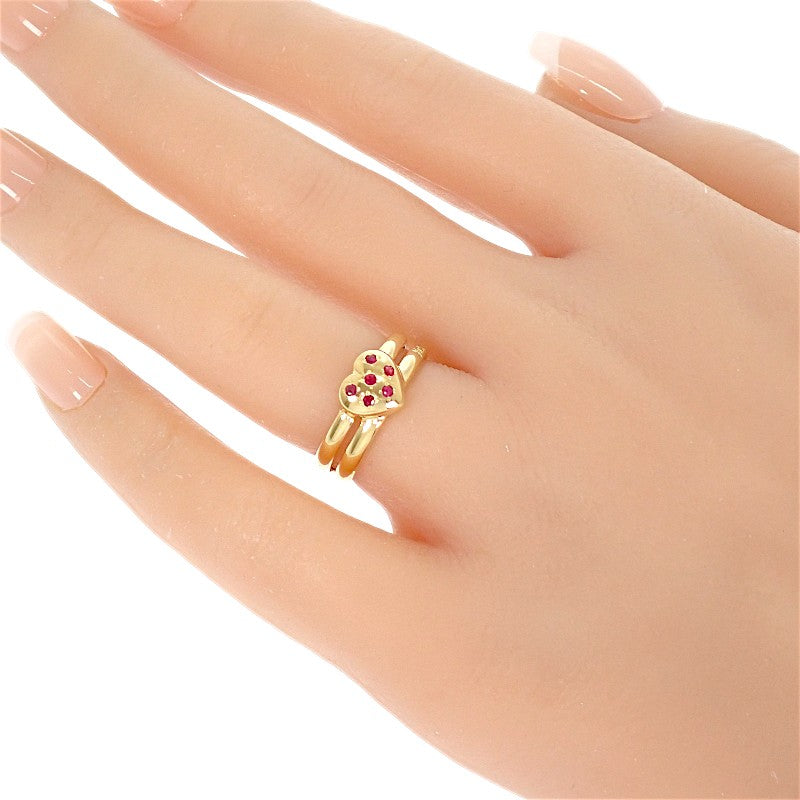 イヴ・サンローラン YVES SAINT LAURENT ハート 12号 リング K18イエローゴールド ルビー レディース【中古】【Aランク】