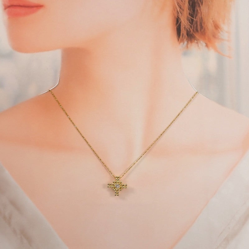 サンローラン SAINT LAURENT クロス ネックレス K18イエローゴールド ダイヤモンド レディース【中古】【Aランク】