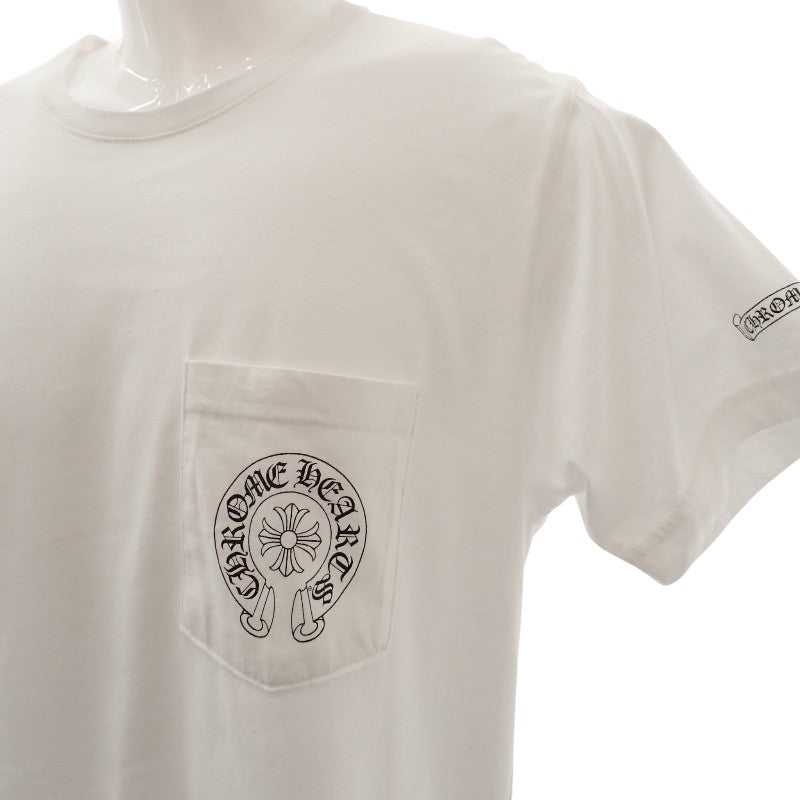 CHROME HEARTS Horseshoe CH Cross M Short Sleeve T-Shirt Cotton White Men's