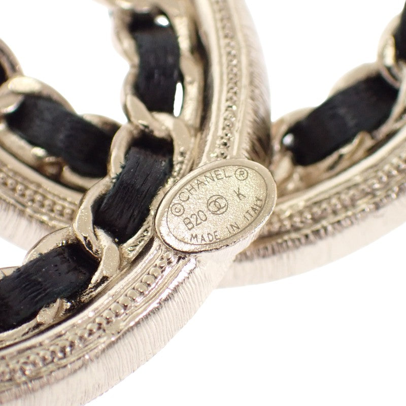 CHANEL Coco Mark AB5199 Brooch Metal Leather Gold Black Women's [Used] [A Rank]