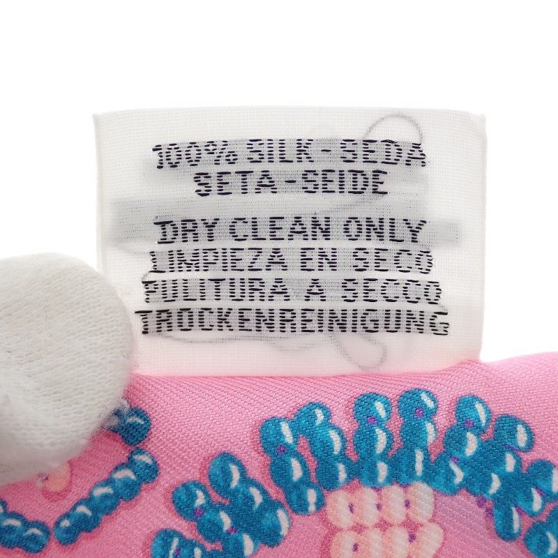 HERMES Twilly KELLY EN PERLES Scarf Silk Pink Blue Ladies [Used] [A Rank]