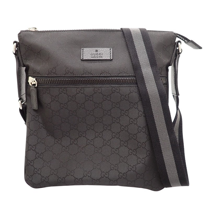 グッチ GUCCI GGナイロン アウトレット 449184 G1XHN 8615 ショルダーバッグ レザー ナイロン ブラック レディース メンズ【中古】【Aランク】