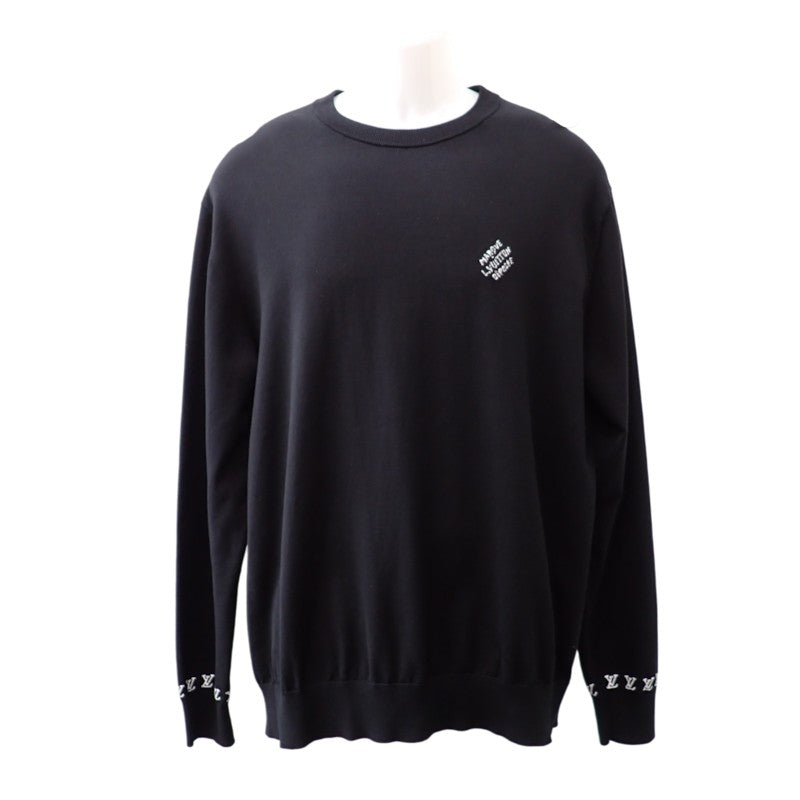 ルイヴィトン LOUIS VUITTON ロングスリーブコットンクルーネック L 1AGKMK ニット コットン ブラック メンズ【中古】【ABランク】