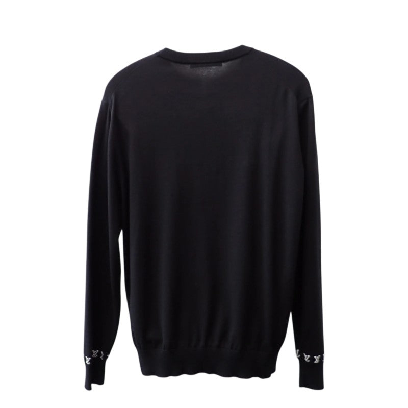 ルイヴィトン LOUIS VUITTON ロングスリーブコットンクルーネック L 1AGKMK ニット コットン ブラック メンズ【中古】【ABランク】