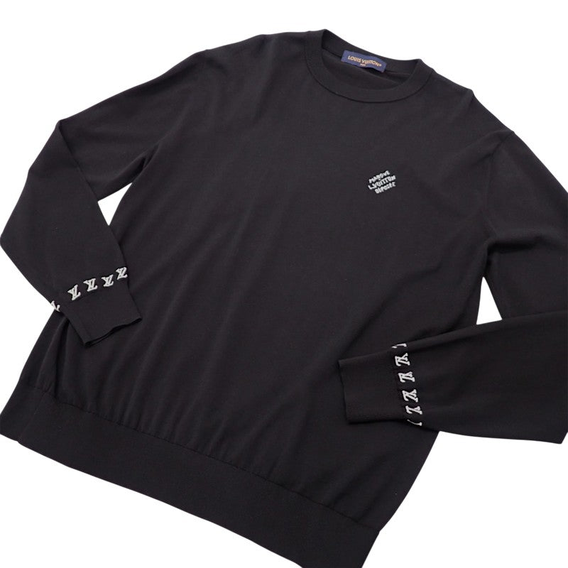 ルイヴィトン LOUIS VUITTON ロングスリーブコットンクルーネック L 1AGKMK ニット コットン ブラック メンズ【中古】【ABランク】