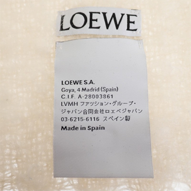 ロエベ LOEWE アナグラム フリンジマフラー FSA6SS1X0 マフラー ウール モヘヤ オフホワイト レディース メンズ【中古】【ABランク】