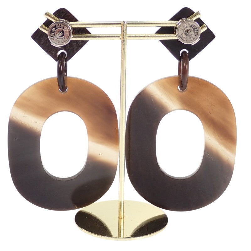Hermès HERMES Ims Earrings Buffalo Horn Brown Women's [Used] [Rank AB]