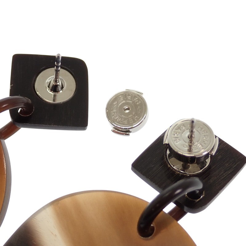 Hermès HERMES Ims Earrings Buffalo Horn Brown Women's [Used] [Rank AB]