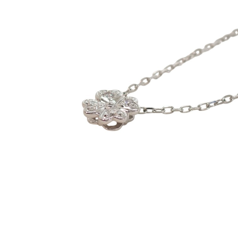 ミキモト MIKIMOTO クローバー ペンダント ネックレス K18ホワイトゴールド ダイヤモンド レディース【中古】【Aランク】