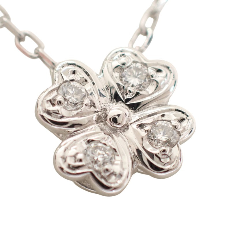 ミキモト MIKIMOTO クローバー ペンダント ネックレス K18ホワイトゴールド ダイヤモンド レディース【中古】【Aランク】