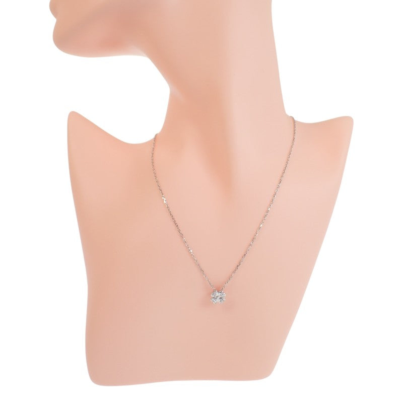 ミキモト MIKIMOTO クローバー ペンダント ネックレス K18ホワイトゴールド ダイヤモンド レディース【中古】【Aランク】