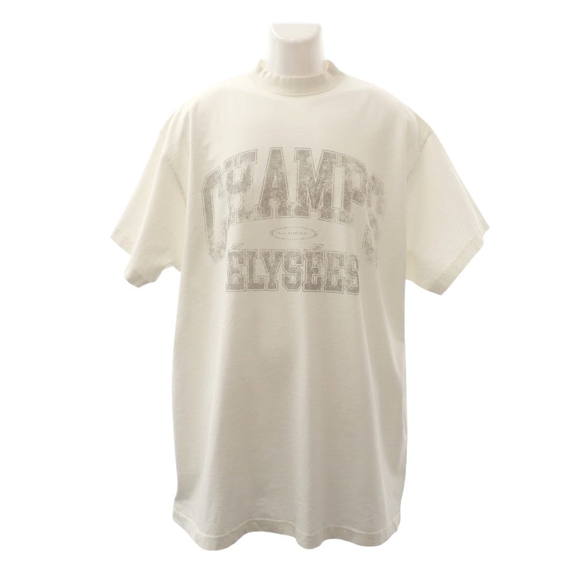 バレンシアガ BALENCIAGA オーバーサイズ Tシャツ CHAMPS ELYSEES T-Shirt 2 787349 TRVN1 9016 半袖Ｔシャツ コットン ホワイト メンズ レディース ユニセックス【中古】【Aランク】