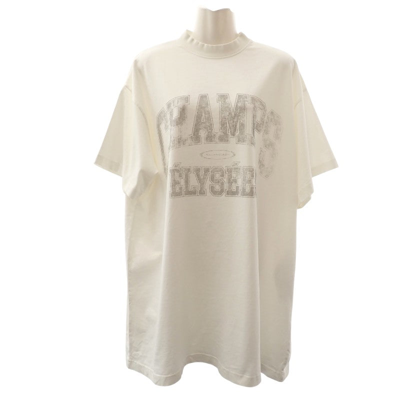 BALENCIAGA Oversized T-Shirt CHAMPS ELYSEES T-Shirt 2 787349 TRVN1 9016 Short Sleeve T-Shirt Cotton White Men's Women's Unisex【Used】【A Rank】