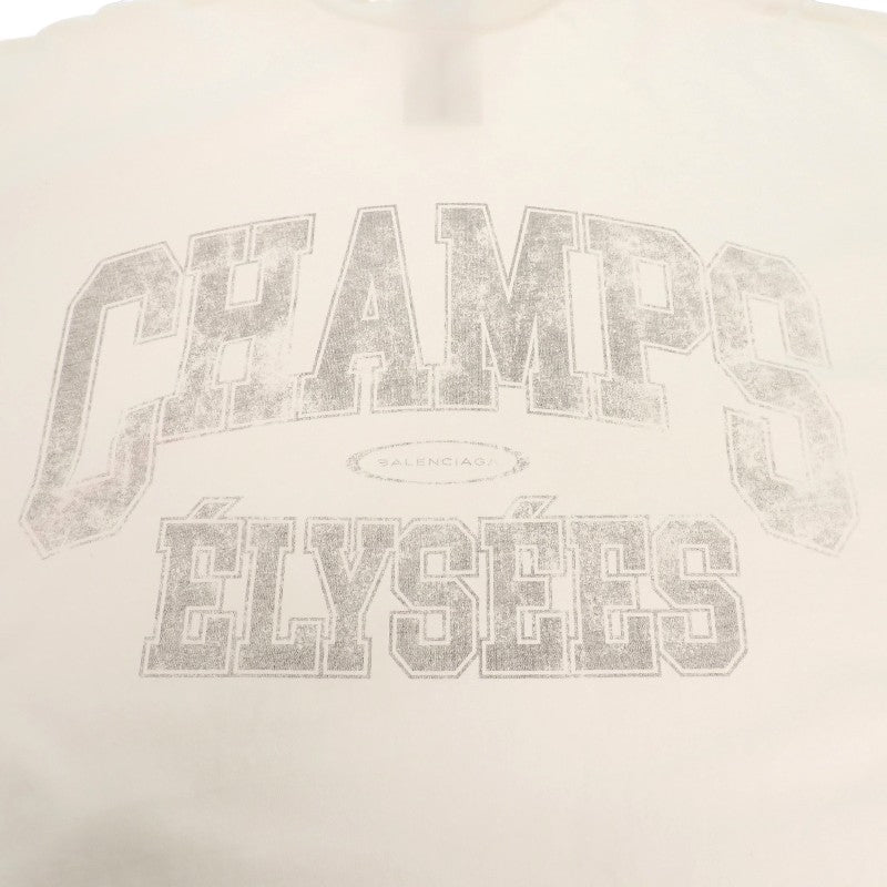 BALENCIAGA Oversized T-Shirt CHAMPS ELYSEES T-Shirt 2 787349 TRVN1 9016 Short Sleeve T-Shirt Cotton White Men's Women's Unisex【Used】【A Rank】