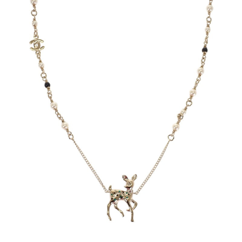 シャネル CHANEL CCバンビ VIP限定イヤーズギフト2026 ネックレス メタル フェイクパール ラインストーン ゴールド レディース【中古】【Aランク】