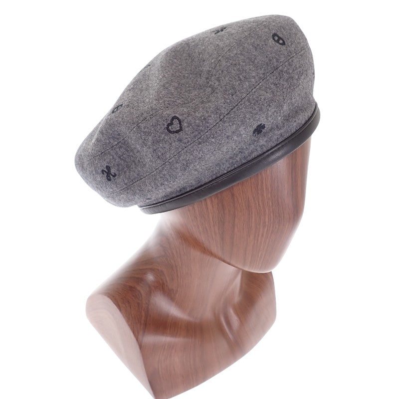 エルメス HERMES サントノーレチャーム 58 H212010N_GF58 ベレー帽 カシミヤ レザー CHARBON グレー レディース【中古】【SAランク】