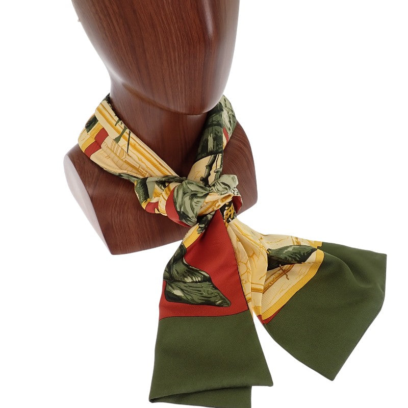 HERMES Ascot Tie LA FONTAINE DE BARTHOLDI Bartholdi Fountain Margiela Era Scarf Necktie Silk Multicolor Men's Women's【Used】【AB Rank】