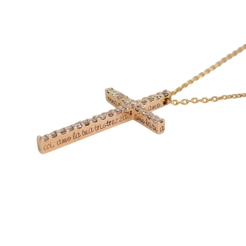 Design Jewelry Cross Necklace K18 Yellow Gold Diamond Women's [Used] [A Rank]