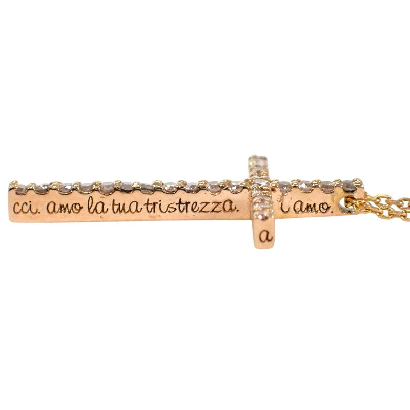 Design Jewelry Cross Necklace K18 Yellow Gold Diamond Women's [Used] [A Rank]