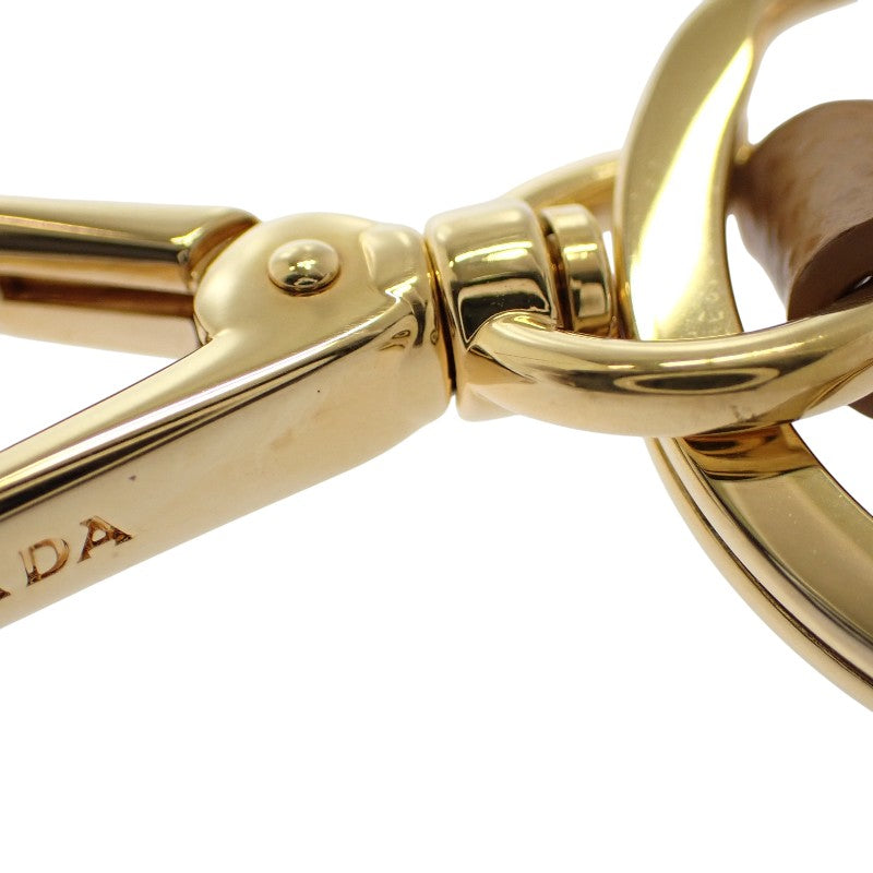 希少☆PRADA プラダ　キーホルダー　キーリング　鍵型　サフィアーノ　ゴールド プラダ PRADA サフィアーノキーリング 1PP128 キーホルダー メタル
