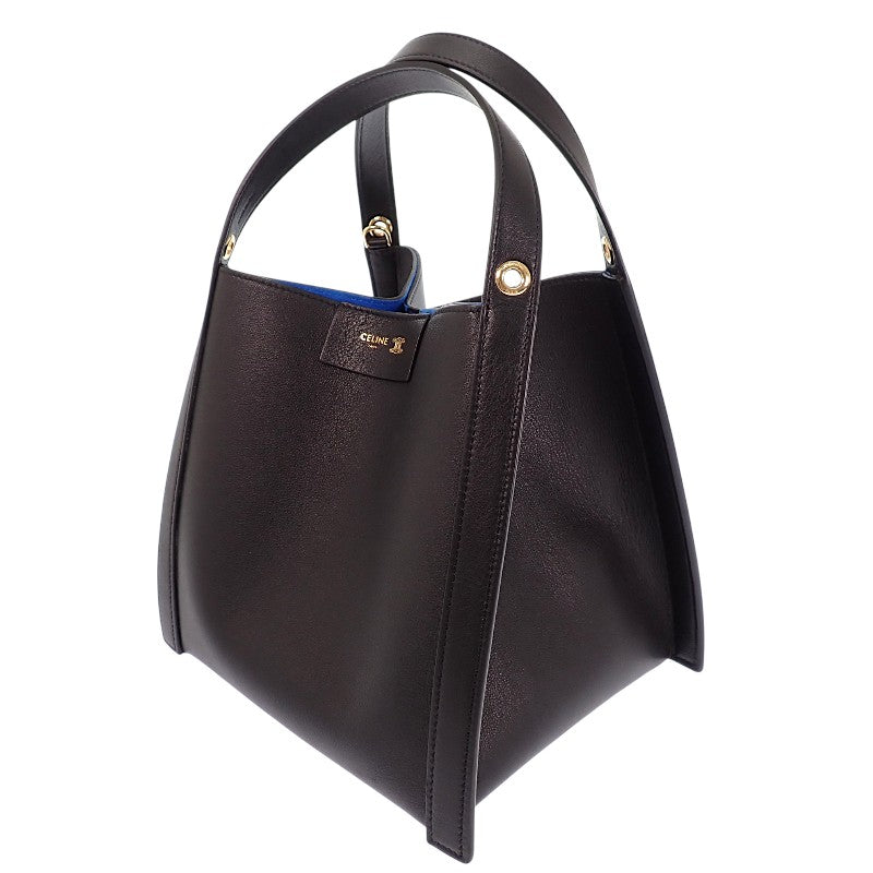 セリーヌ CELINE スモールキューボ バッグ 124182T83.38NO 2WAYバッグ ハンドバッグ ショルダーバッグ カーフ ブラック ゴールド金具 レディース【中古】【Aランク】