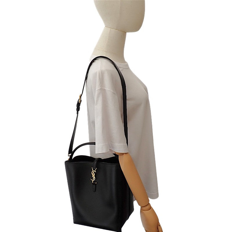 SAINT LAURENT LE 37 7428282R20W1000 2-way bag Handbag Shoulder Bag Calf Black Gold hardware Ladies [Used] [AB rank]