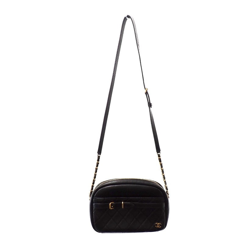 CHANEL Camera Bag Shoulder Bag Lambskin Black Gold Hardware Women's [Used] [AB Rank]