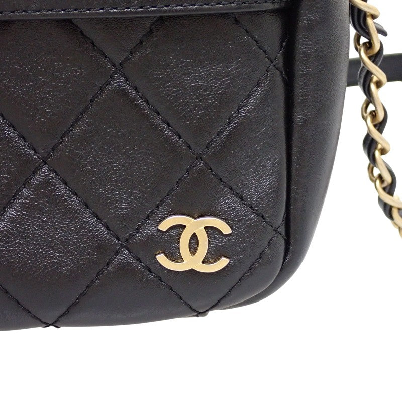 CHANEL Camera Bag Shoulder Bag Lambskin Black Gold Hardware Women's [Used] [AB Rank]