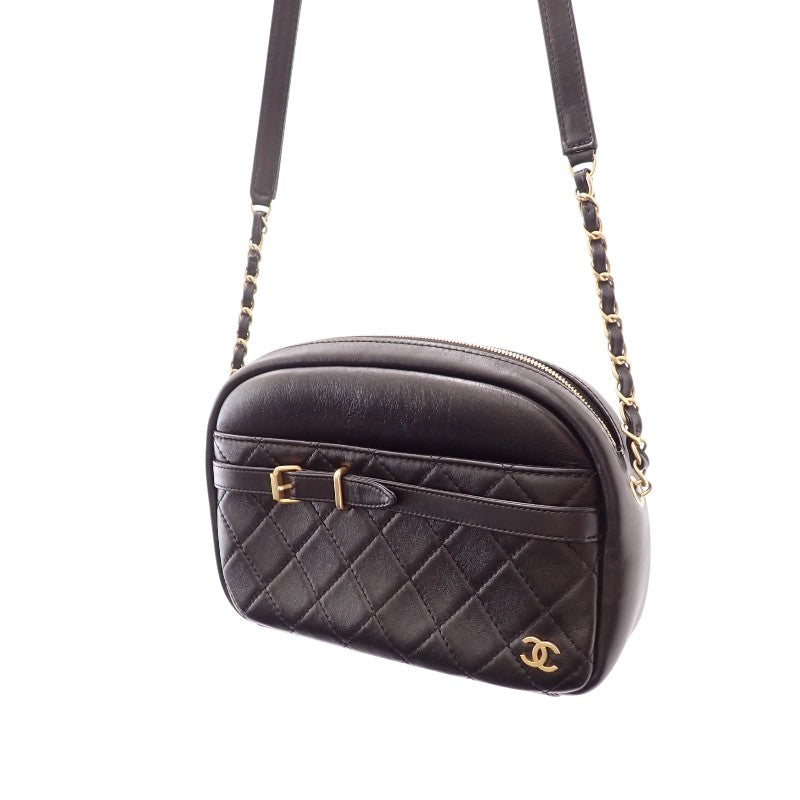 シャネル CHANEL カメラバッグ ショルダーバッグ ラムスキン ブラック