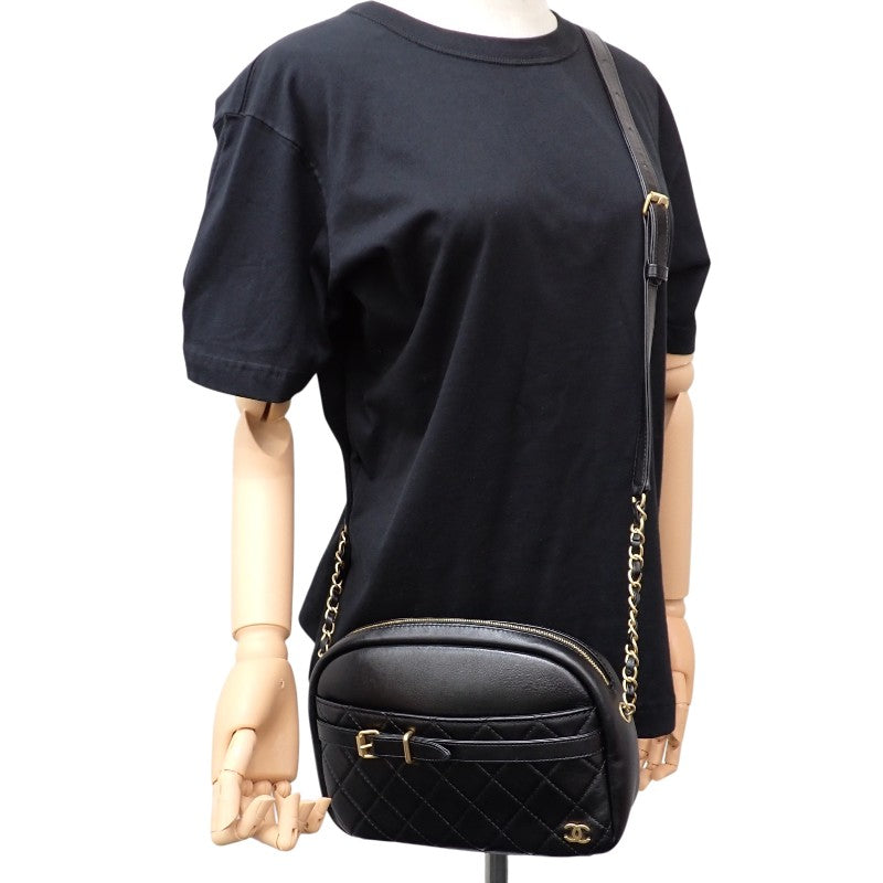 CHANEL Camera Bag Shoulder Bag Lambskin Black Gold Hardware Women's [Used] [AB Rank]
