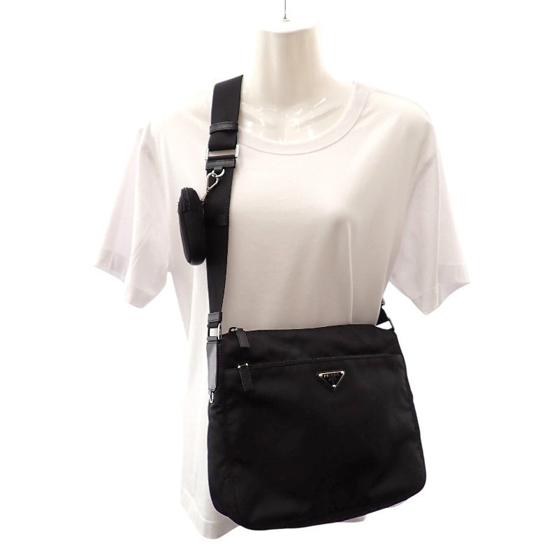 Prada Re-Nylon Bag 1BC421 Shoulder Bag Nylon Leather Black NERO Silver Hardware Women's Unisex [Used] [A Rank]