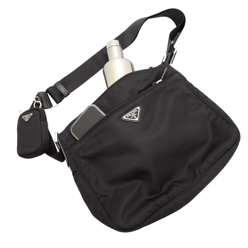 Prada Re-Nylon Bag 1BC421 Shoulder Bag Nylon Leather Black NERO Silver Hardware Women's Unisex [Used] [A Rank]