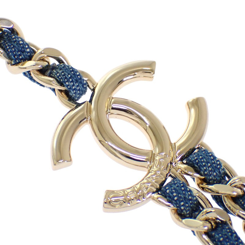 シャネル CHANEL CCデニムチェーン ABF163_B19749 ネックレス メタル ゴールド ブルー レディース【中古】【Aランク】