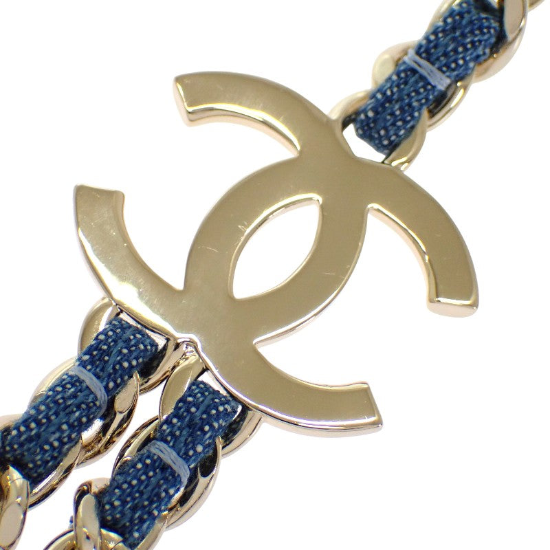 CHANEL CC Denim Chain Necklace ABF163_B19749 Metal Gold Blue Women's [Used] [A Rank]