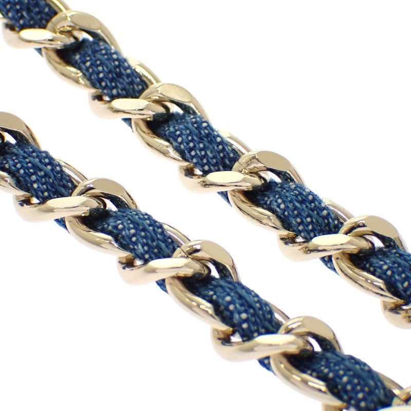 CHANEL CC Denim Chain Necklace ABF163_B19749 Metal Gold Blue Women's [Used] [A Rank]
