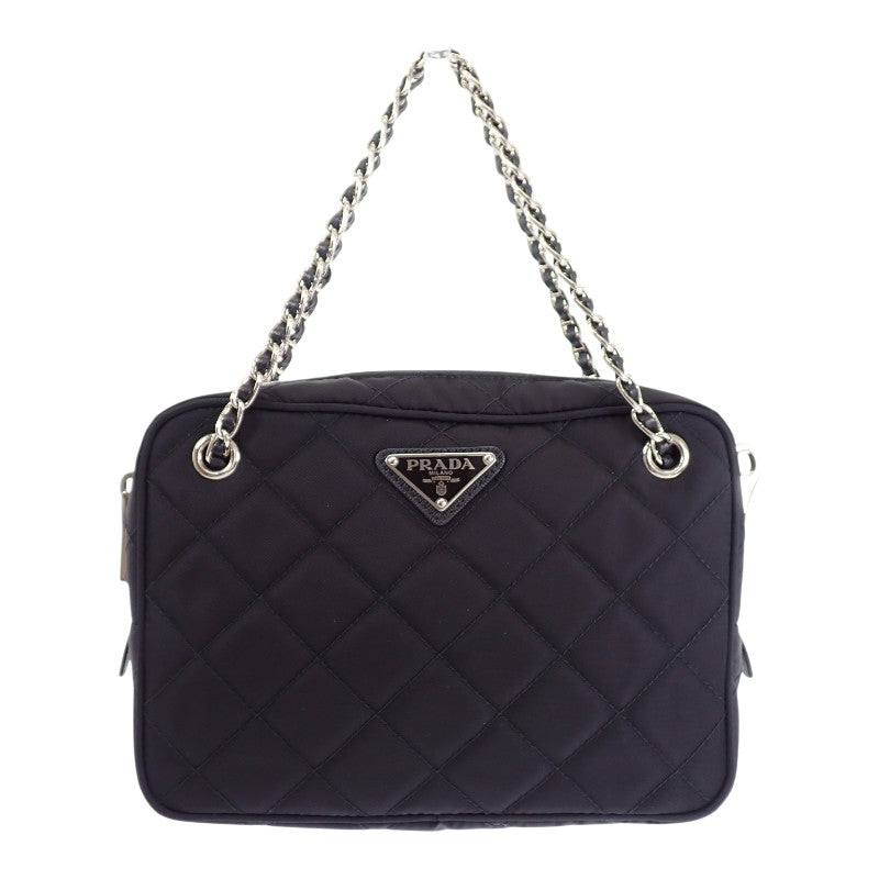 プラダ PRADA キルティングバッグ アウトレット 1BH910 2WAYバッグ ナイロン ブラック シルバー金具 レディース【中古】【ABランク】