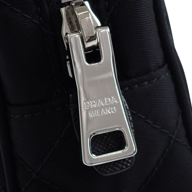 Prada Quilted Bag Outlet 1BH910 2WAY Bag Nylon Black Silver Hardware Women's [Used] [AB Rank]