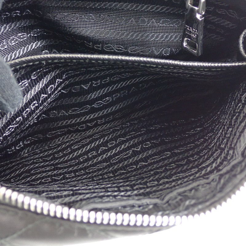 Prada Quilted Bag Outlet 1BH910 2WAY Bag Nylon Black Silver Hardware Women's [Used] [AB Rank]