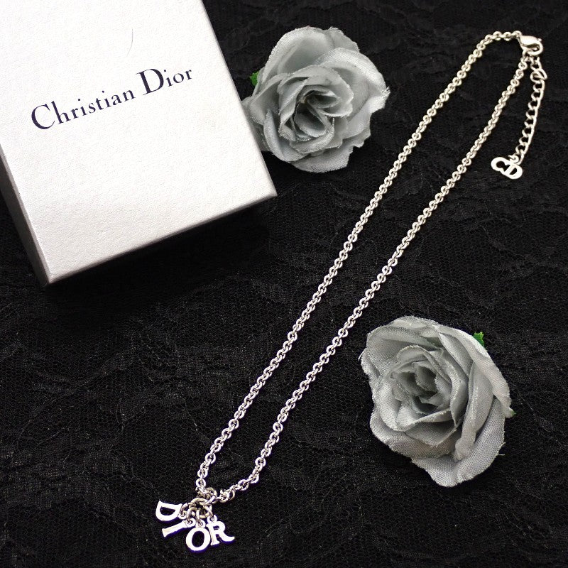 クリスチャンディオール Christian Dior ロゴ ペンダント ネックレス メタル シルバー レディース【中古】【ABランク】