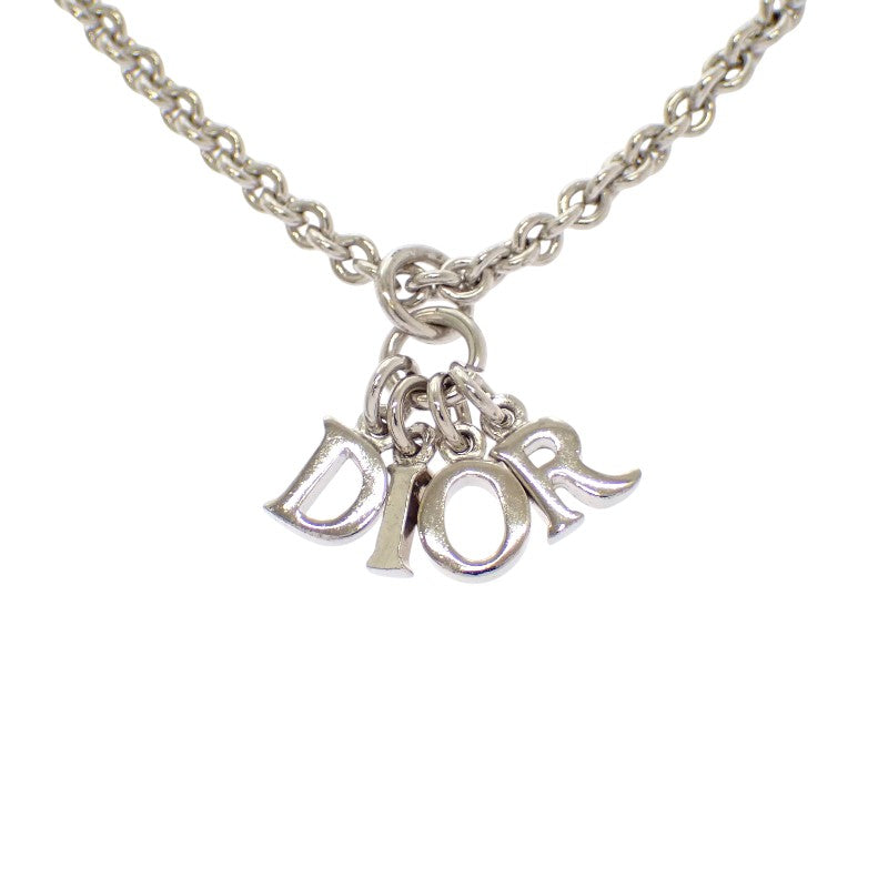 クリスチャンディオール Christian Dior ロゴ ペンダント ネックレス メタル シルバー レディース【中古】【ABランク】