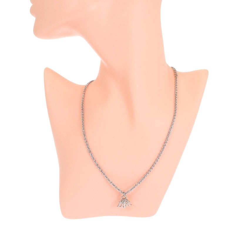 クリスチャンディオール Christian Dior ロゴ ペンダント ネックレス メタル シルバー レディース【中古】【ABランク】