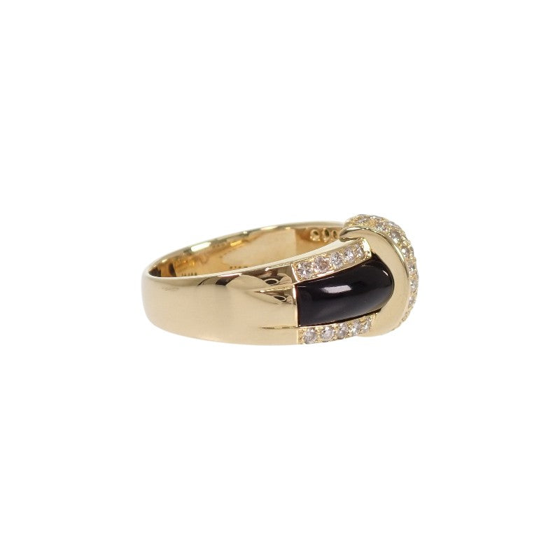 Design Jewelry Ring Onyx Black Diamonds K18 Yellow Gold No. 15 Women's [Used] [A Rank]
